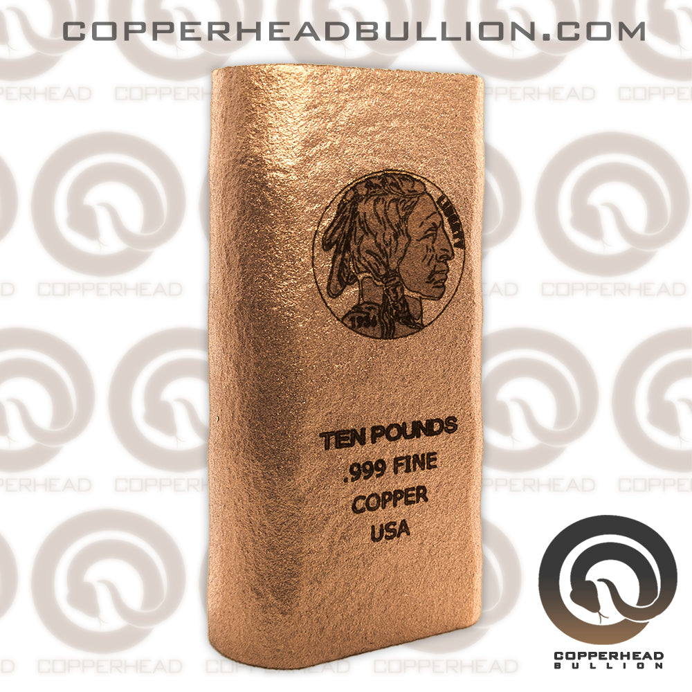 10 Pound Copper Bar - Indian Buffalo Nickel – Copperhead Bullion