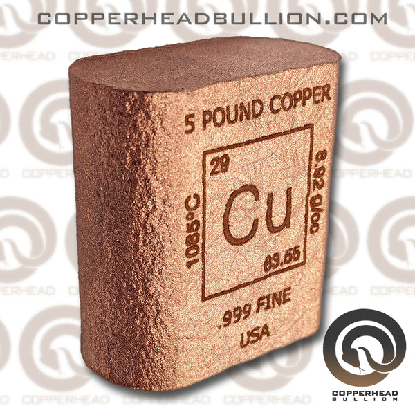 5 Pound Cast Copper Bar - Element Design – Copperhead Bullion